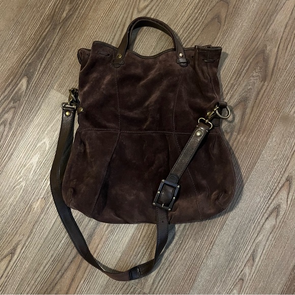 Lucky Brand Suede Brown Leather Crossbody Bag - Picture 4 of 9